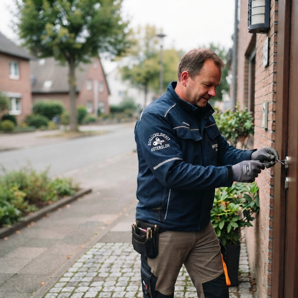 Schlüsseldienst Bielefeld Ahrens Monteur Manuel bei Türöffnung